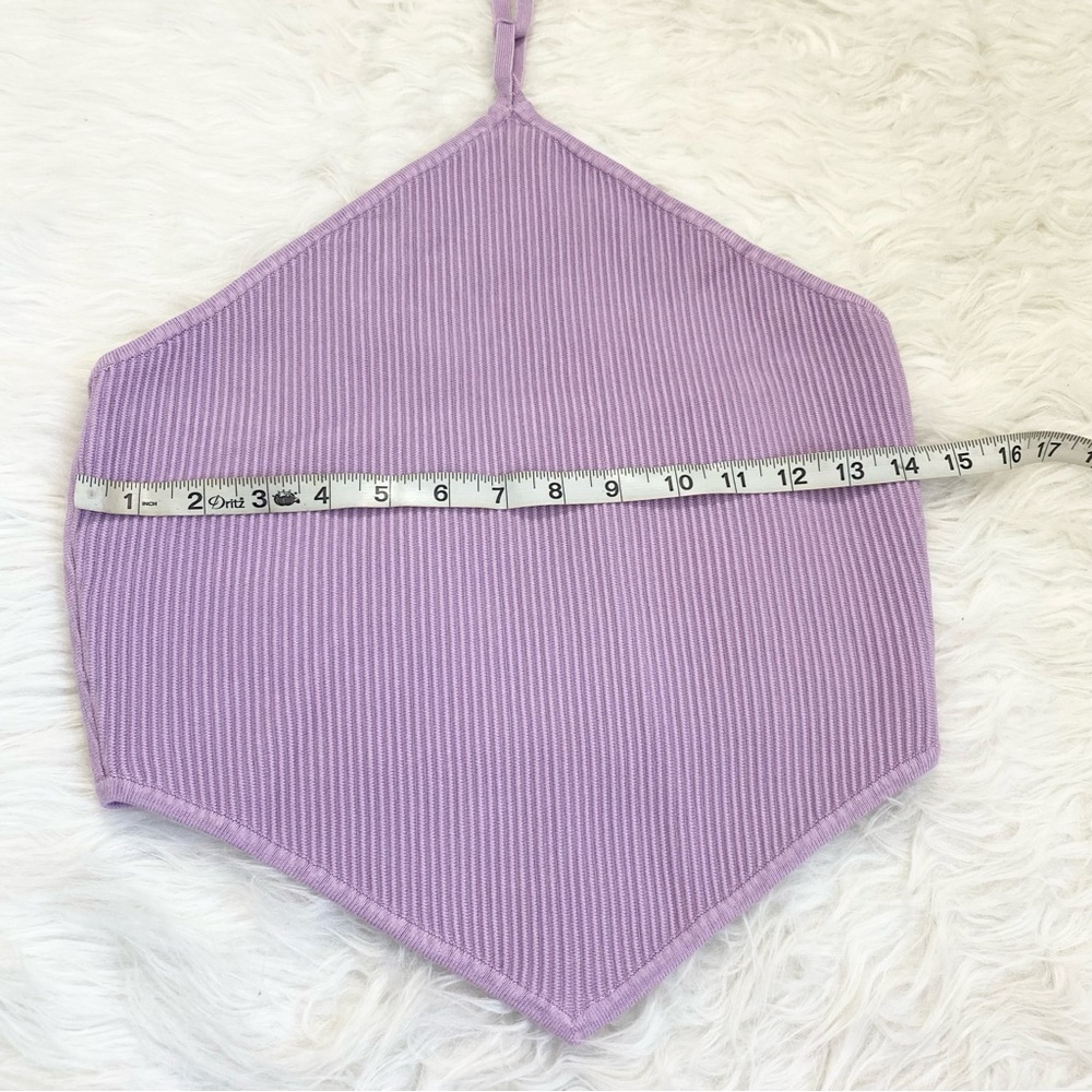 HOUSE OF HARLOW 1960 Lavender Halter Neck Ribbed Top - Picture 3 of 4